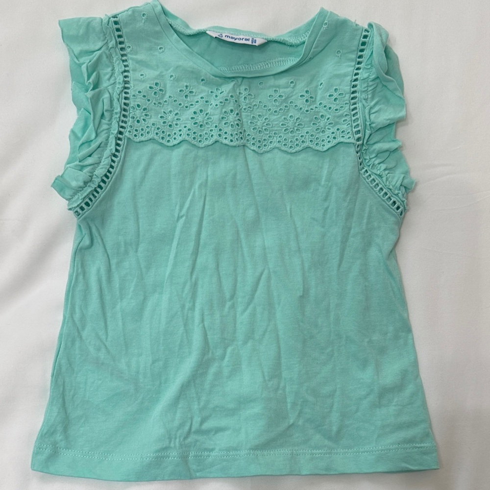 ❤️3 for $10! Mayoral Mint Green Ruffled Kids Top